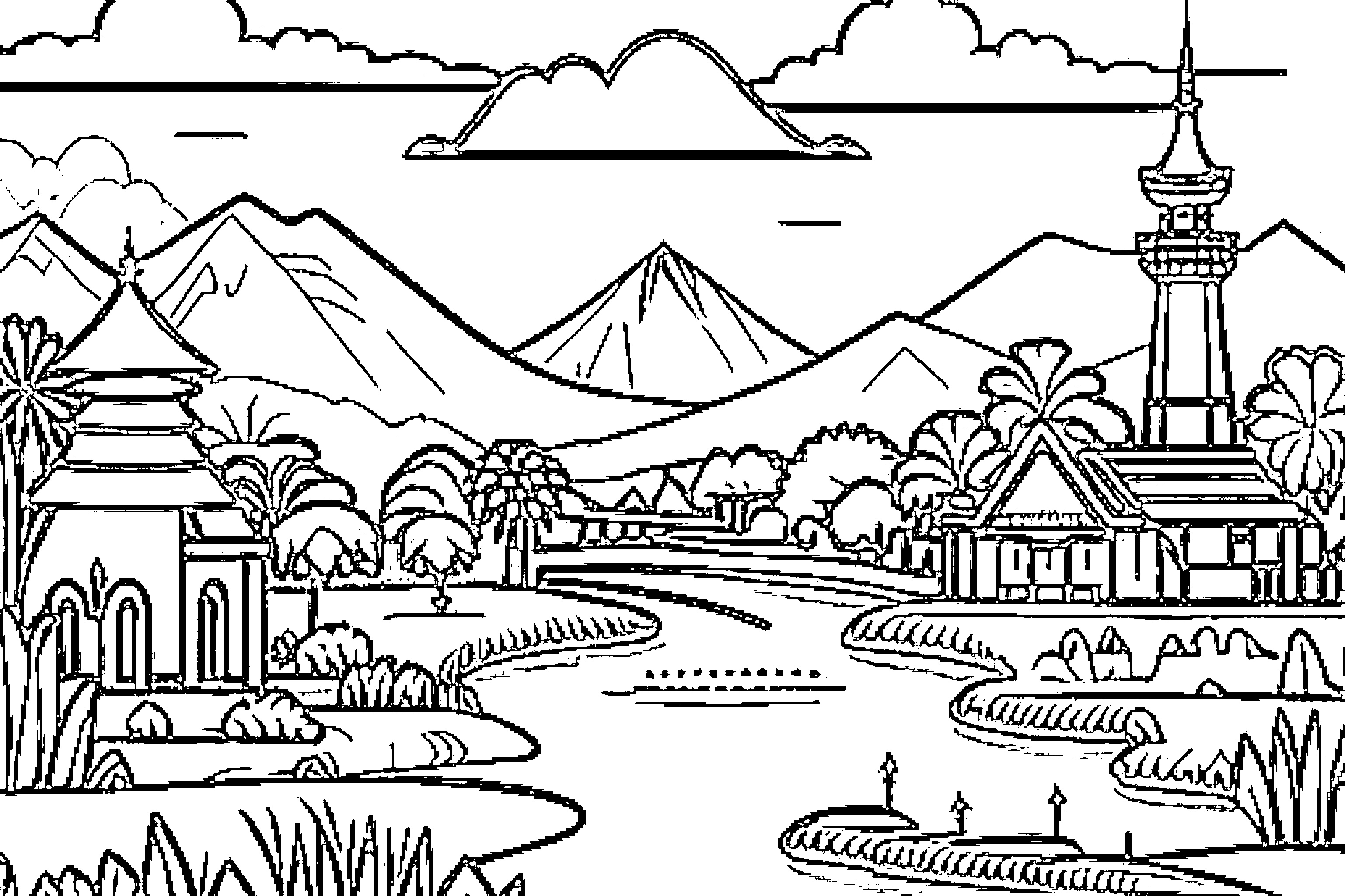 gambar pemandangan alam dan masjid